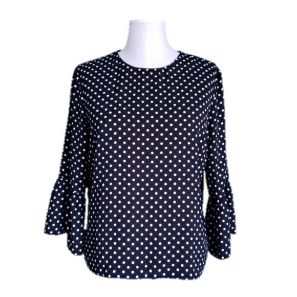 Zara Frilled Bell Sleeve Polka Dot Top - Picture 1 of 9